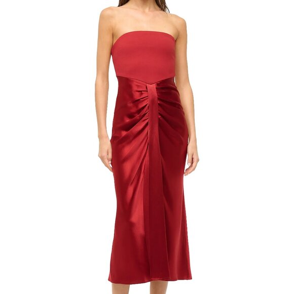 STAUD Dresses & Skirts - Staud Wayfaring Mix Media Satin Strapless Midi-Dress NWT, Size 8